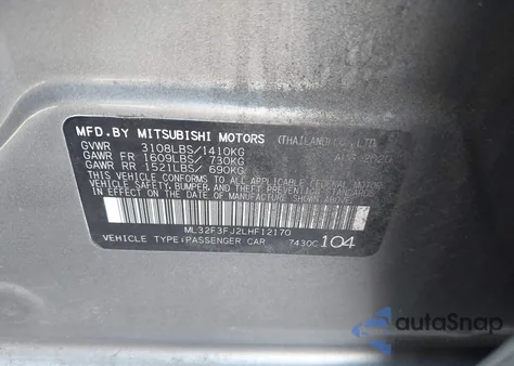 2020 Mitsubishi Mirage G4 Es из США, поврежденный, VIN ML32F3FJ2LHF12170